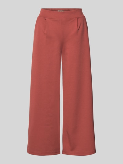 Produktfoto, Wide Fit Stoffhose mit Viskose-Anteil Modell 'Kate' von ICHI im elastischen Material-Mix, Bundfalten, Gesäßtasche, rot