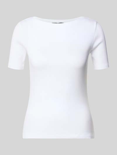 Produktfoto, Slim Fit T-Shirt mit Strukturmuster Modell 'Klenja' von Someday, weiß, Baumwoll-Mix, kurzärmelig, U-Boot-Ausschnitt.