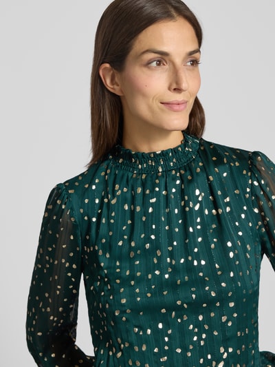 Apricot Minikleid mit Stehkragen und rückseitigem Knopfverschluss Dunkelgruen 3