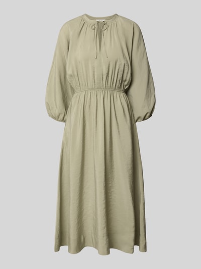 Produktfoto, Midikleid mit Eingrifftaschen Modell 'Worty' von OPUS aus Modal-Mix in A-Linie, Schlüsselloch-Ausschnitt, sanftes Beige, feine Struktur