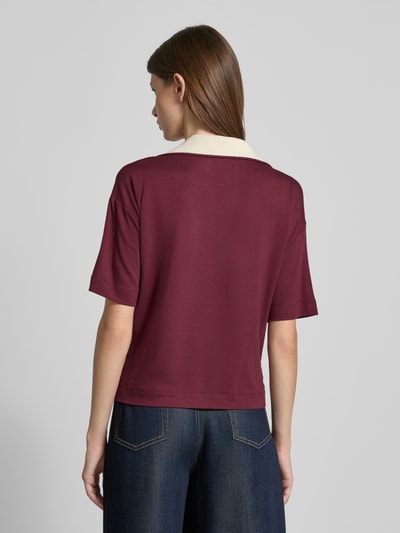 OPUS T-shirt met platte kraag en V-hals, model 'Soffice' Bordeaux - 5