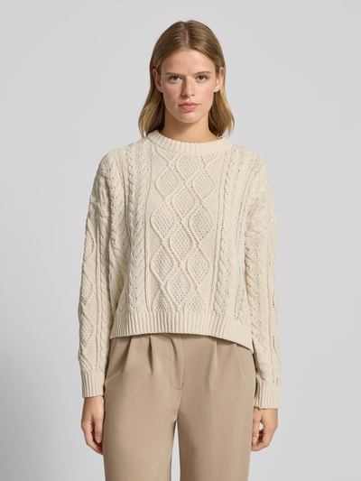 Only Sweter z dzianiny o kroju regular fit z fakturowanym wzorem model ‘ELLY’ Écru 4