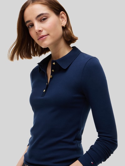 Tommy Hilfiger Langarmshirt mit Rippstruktur Modell 'D-POLO-1/1' Marine 3