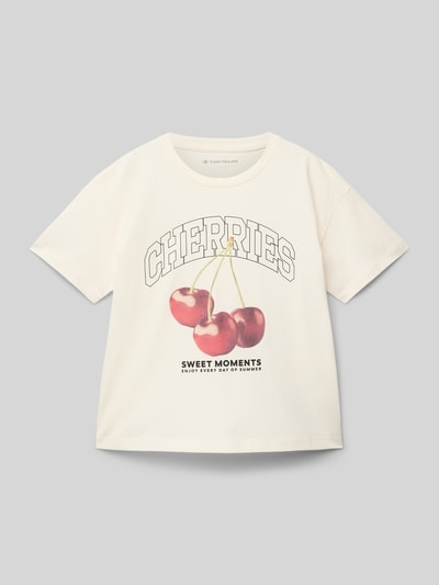 Tom Tailor Oversized T-Shirt aus reiner Baumwolle Offwhite 1
