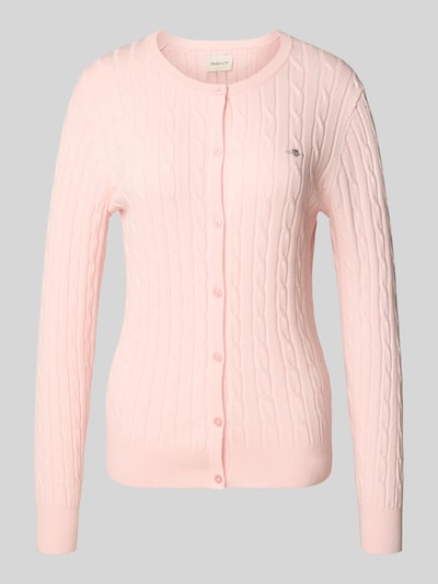 Gant Gebreid jack met kabelpatroon en labelstitching Roze - 2