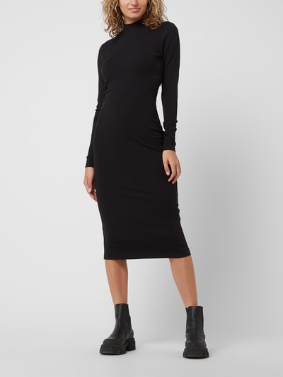 Minimum Midi-jurk met ribstructuur, model 'Ressy' Zwart - 1