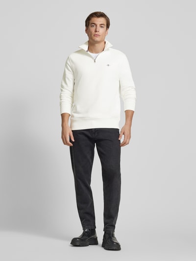 Gant Sweatshirt mit Label-Stitching Offwhite 1