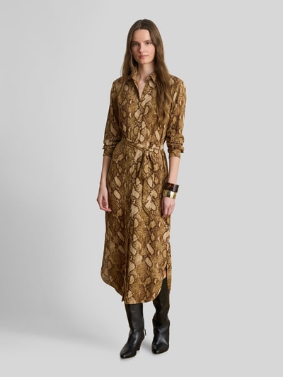 Lauren Ralph Lauren Körpernahes Blusenkleid mit Schlangen-Print Camel 4