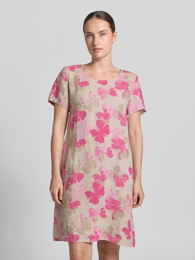 ZABAIONE Minikleid aus Leinen-Mix im Allover-Look Modell 'Gl44aniaa' Pink 4