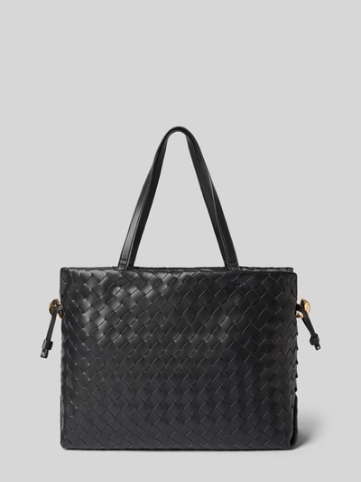 Produktfoto, schwarze Shoulder Bag in Leder-Optik Modell 'Pochette' von Liu Jo White, Flechtstruktur, goldfarbene Details, rechteckige Form