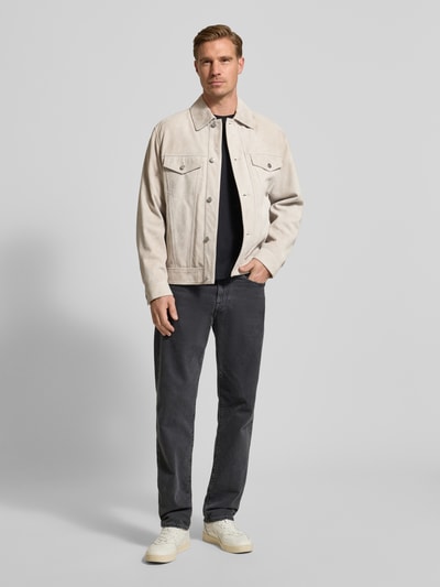 BOSS Orange Regular fit leren jack van echt geitenleer, model 'JOHOT' Zand - 1