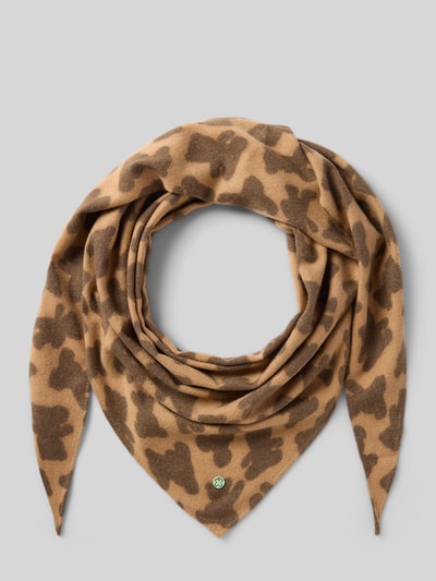 Productfoto, Schal mit Viskose-Anteil van Codello in bruin-beige Materiaalmix met all-over motiefprint en logodetail, breedte maat 1: 46 cm