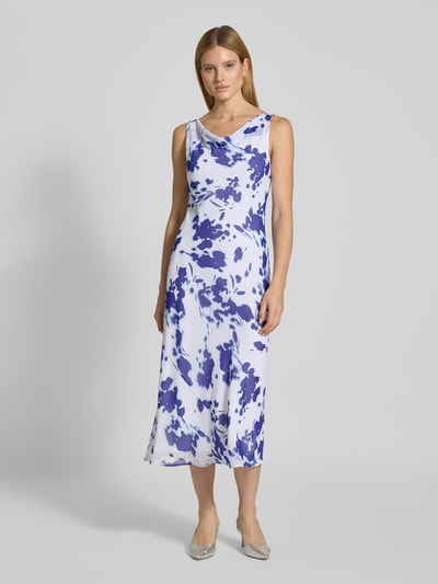 Calvin Klein Womenswear Midikleid aus Chiffon mit Wasserfall-Ausschnitt Blau Melange 4