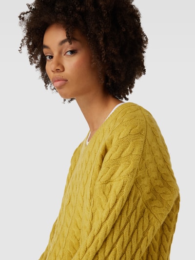 Levi's® Strickpullover mit Zopfmuster Modell 'RAE' Senf 3