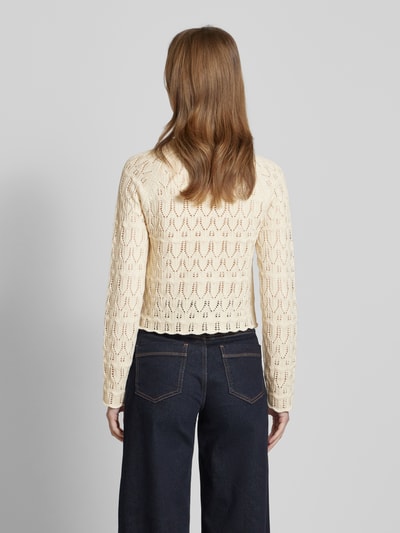 Vero Moda Regular Fit Strickpullover aus Ajour-Strick Modell 'NEW FABIENNE' Offwhite 5