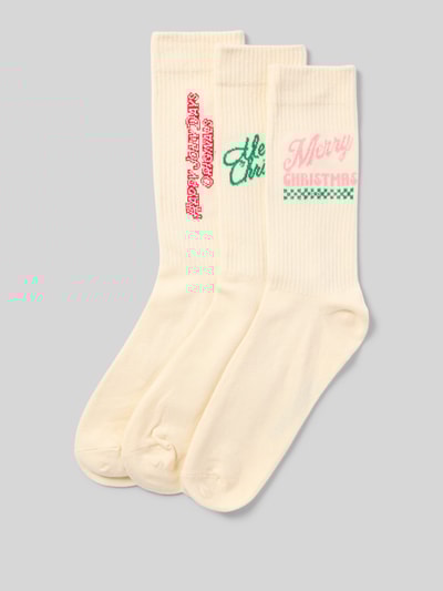 Jack & Jones Socken mit geripptem Abschluss Modell 'XMAS' im 3er-Pack Offwhite 1