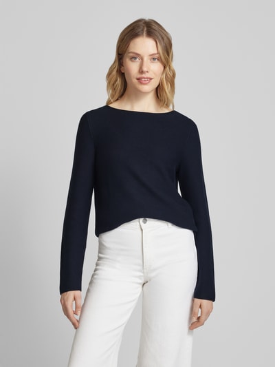 Marc O'Polo Strickpullover mit gerippten U-Boot-Ausschnitt Marine 4