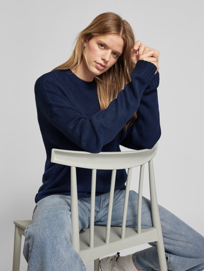 Review Oversized gebreide pullover met ronde hals Marineblauw - 3