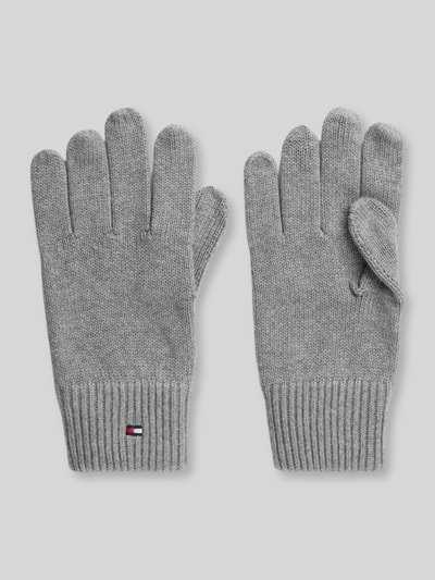 Tommy Hilfiger Rękawiczki z mieszanki bawełny i kaszmiru model 'ESSENTIALS FLAG' Średnioszary melanż 1