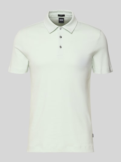 Produktfoto, Slim Fit Poloshirt aus reiner Baumwolle Modell 'PALOSH 30' von BOSS in Unifarbe mit Polokragen, kurzarm, Piqué-Struktur