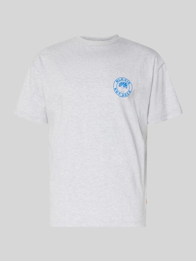 Productfoto, T-shirt met logo en ronde hals van BLKVIS in lichtgrijs, puur katoen, regular fit, ruglengte maat M 70 cm
