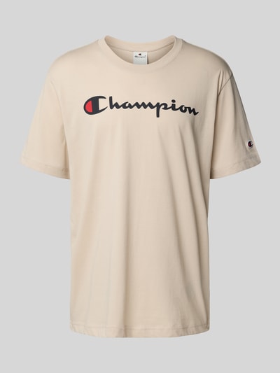 CHAMPION T-shirt z logo i okrągłym dekoltem Beżowy 2