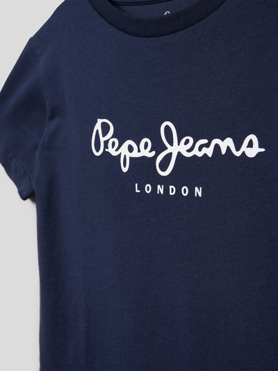 Pepe Jeans T-shirt met labelprint, model 'ART' Marineblauw - 2