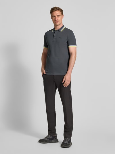 BOSS Green Regular Fit Poloshirt aus reiner Baumwolle Dunkelgrau 1