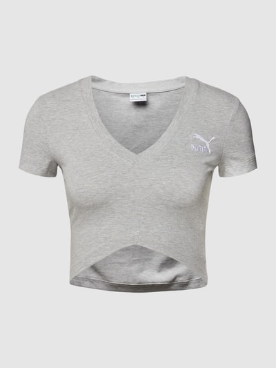 Puma Kort T-shirt met labelstitching, model 'Classics' Lichtgrijs - 2