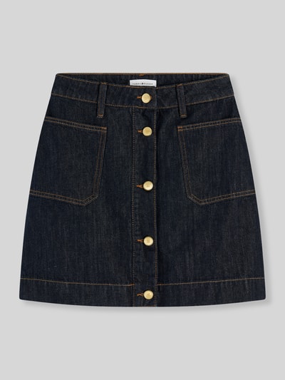 Tommy Hilfiger Krój regular fit spódnica mini z czystej bawełny z listwą guzikową Ciemnoniebieski 2