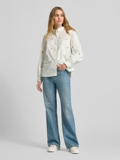 ICHI Regular Fit Bluse mit Stitchings Modell 'SANAZ' Weiss 1