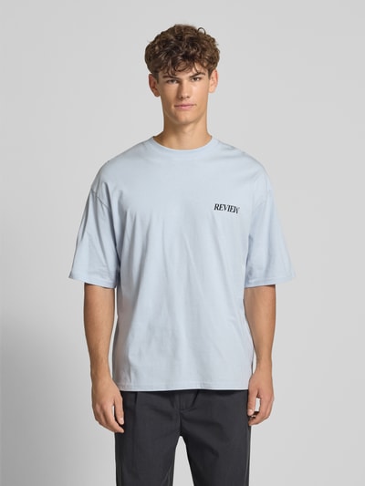 REVIEW T-shirt met extra brede schouders IJsblauw - 4