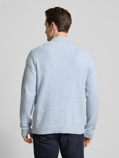 Drykorn Strickpullover mit gerippten Abschlüssen Modell 'RUSTINO' Bleu 5