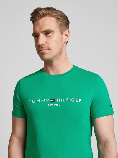 Tommy Hilfiger T-shirt met labelprint Lichtgroen - 3