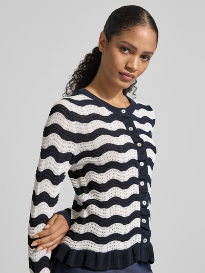 Christian Berg Woman Selection Gebreid vest met ronde hals en knoopsluiting Marineblauw - 3
