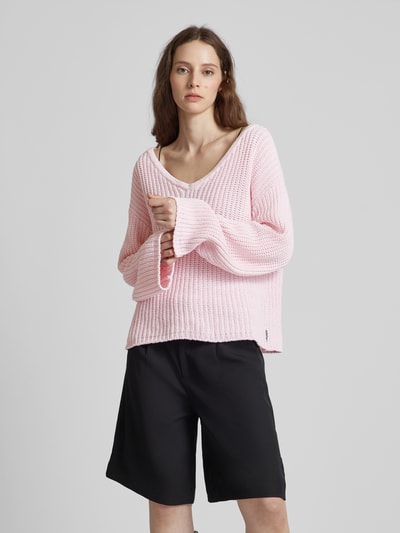 HUGO Gebreide pullover met V-hals, model 'Scubed' Roze - 4