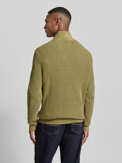 Lerros Slim fit schipperstrui in gebreide look Kaki - 5