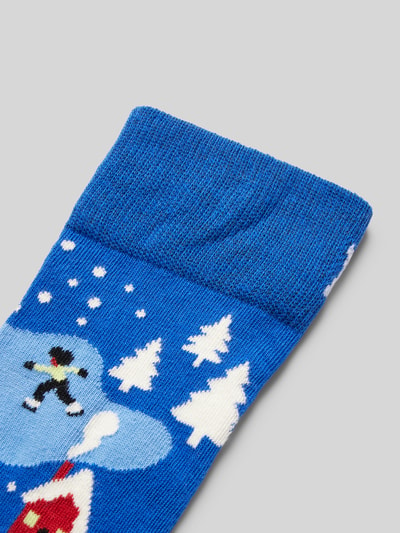 Happy Socks Skarpety z wyhaftowanym motywem model ‘Winter Night’ Niebieski 2