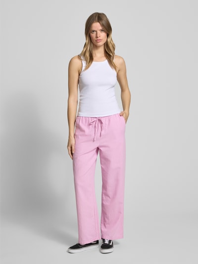 Gina Tricot Wide Leg Leinenhose mit Tunnelzug Rosa 1