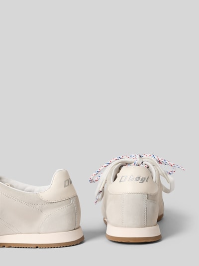 Produktfoto, Sneaker aus Leder mit Schnürung von Högl in Creme mit abgerundeter Spitze, Gummisohle, Detailansicht Rückansicht