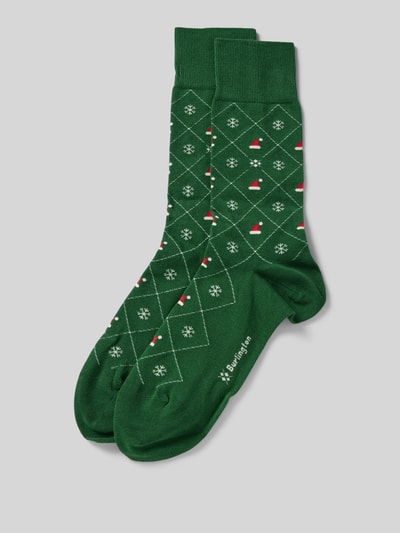 Burlington Socken mit Label-Detail Modell 'X-Mas Argyle' Gruen 1