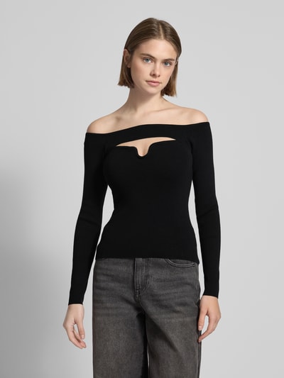 LeGer by Lena Gercke Shirt met lange mouwen en carmenhals, model 'Evelin Jumper' Zwart - 4