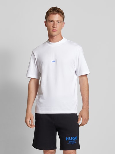 Hugo Blue T-Shirt mit Label-Stitching Modell 'Nieros' Weiss 4