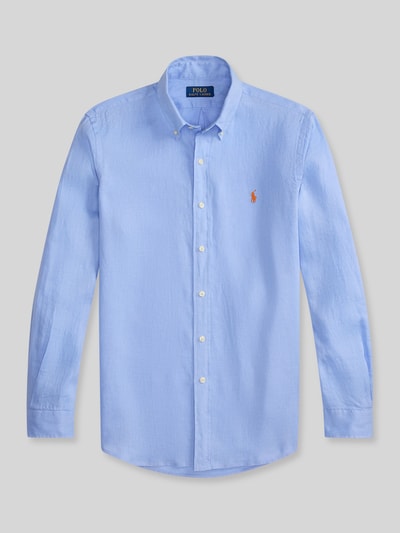Produktfoto, Regular Fit Freizeithemd aus reinem Leinen van Polo Ralph Lauren, look: effen, regular fit, button-downkraag, logodetail, materiaalverwerking: gevlamd garen, 100% linnen