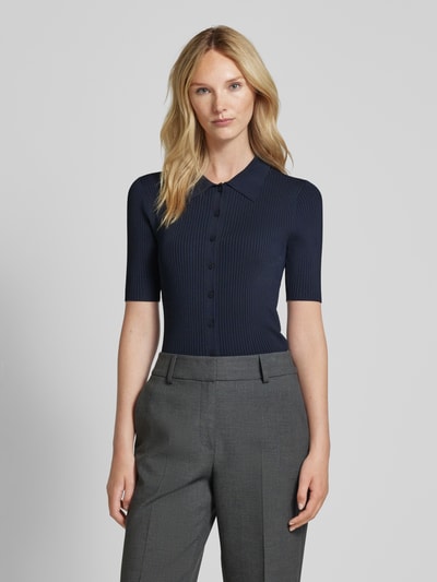 Lauren Ralph Lauren Strickshirt mit durchgehender Knopfleiste Modell 'DAENA' Marine 4