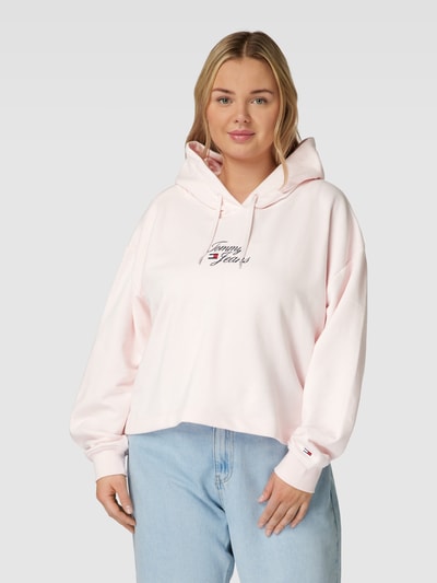 Tommy Jeans Curve PLUS SIZE hoodie met labelstitching, model 'ESSENTIAL' Lichtroze - 4