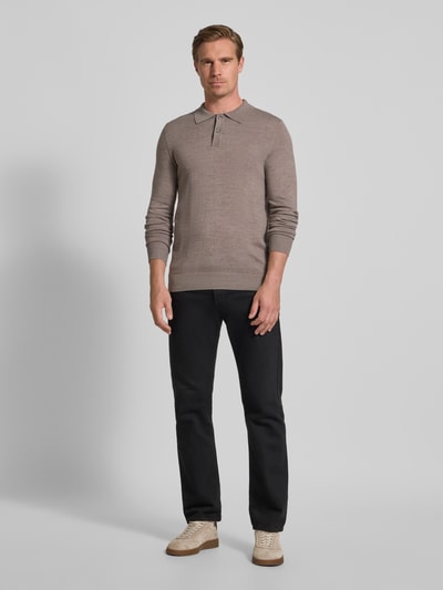 Christian Berg Men Slim fit gebreide pullover van wolmix Roodbruin gemêleerd - 1