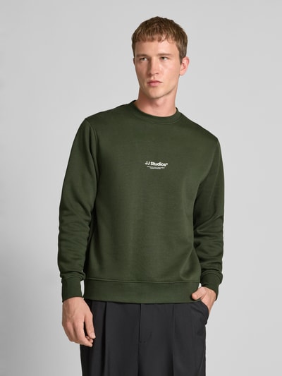 Jack & Jones Sweatshirt mit Label-Print Modell 'SOHO' Dunkelgruen 4
