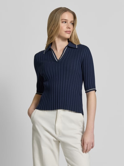 VERO MODA Slim Fit Poloshirt aus Viskose-Mix Modell 'SIMOSA' Dunkelblau 4