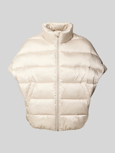 Produktfoto, Steppweste mit Stehkragen van Milano Italy in beige, relaxed fit, met steekzakken en ritssluiting, licht glanzende textuur
